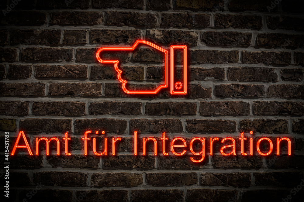 Fototapeta premium Leuchtreklame Amt für Integration