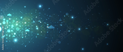Cloud technology. Integrated digital web concept background