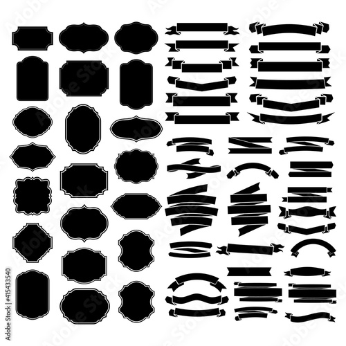 set of retro vintage badge ribbon decorative logo design vector template element