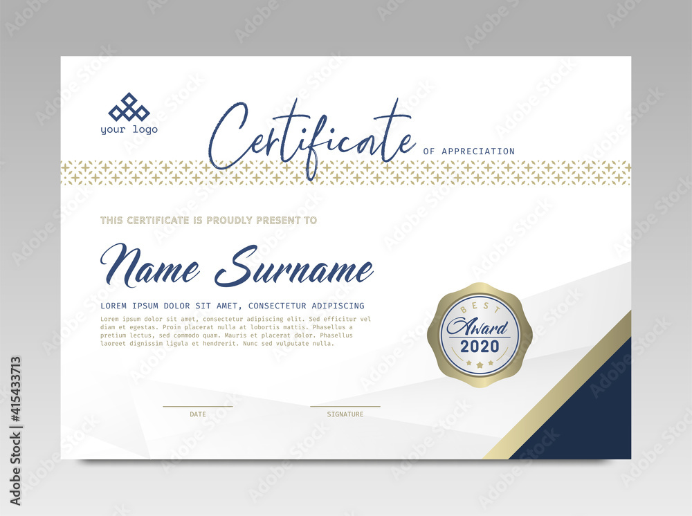 Obraz premium Modern Design Certificate. Certificate template awards diploma background vector modern design simple elegant and luxurious elegant. layout horizontal in A4 size