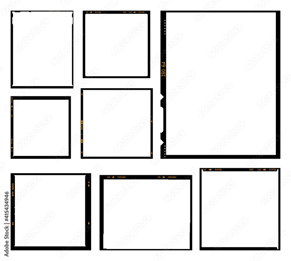 Vector illustration of Analog film black frames pack