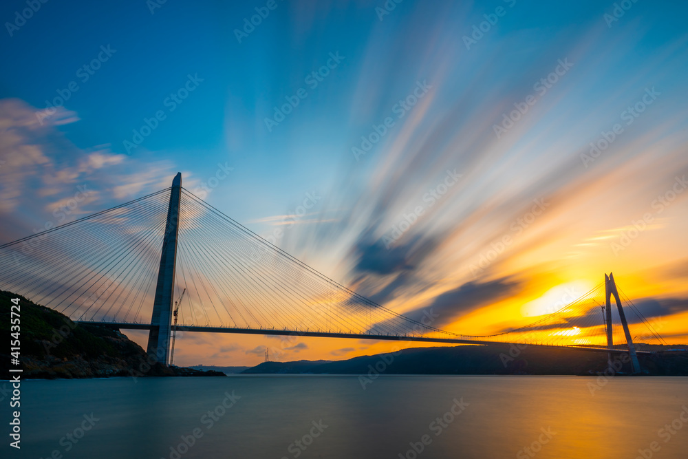 Obraz premium Yavuz Sultan Selim Bridge in Istanbul, Turkey. 3rd bridge of Istanbul Bosphorus.