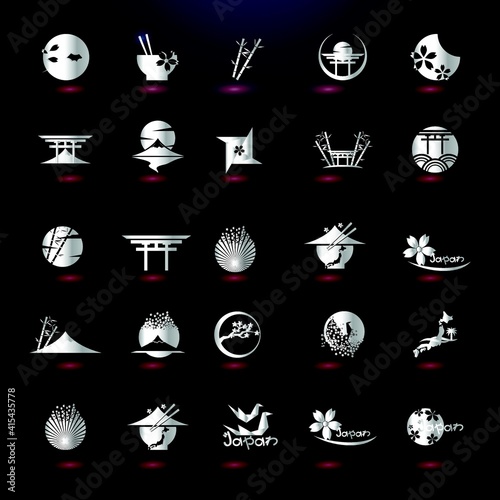 set of japanese icon logo design vector collection