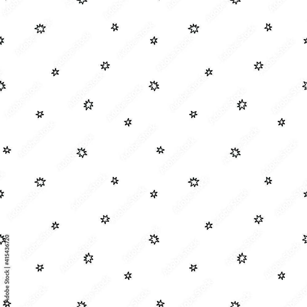 Outline stars seamless vector pattern. Repeatable  background with stars isolated on white.