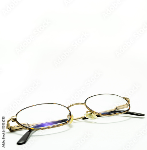 eye glasses made of gold. luxury