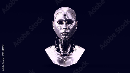 Cyborg with Bright White Moody 80s lighting 3d illustration render 