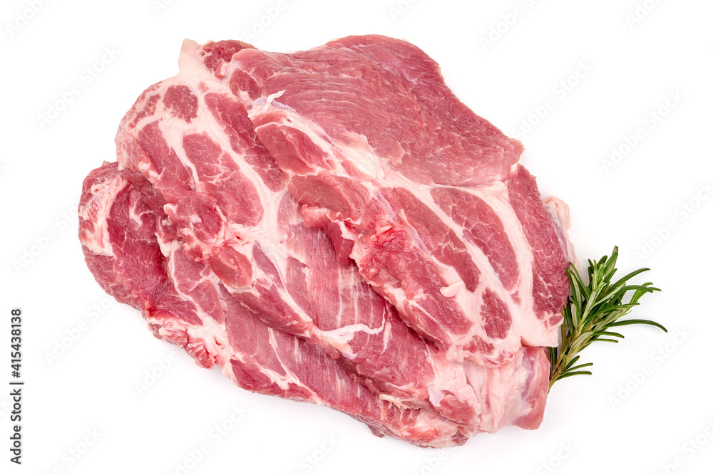 Raw pork steaks, isolated on white background Raw pork steaks, isolated on white background