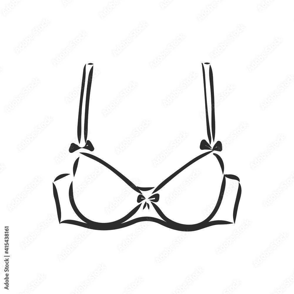 Hand Drawn Women's Bra Sketch Symbol isolated on white background. Vector lacy bra In Trendy Style. Woman's underwear hand drawing sketches elements Hand Drawn Women's Bra Sketch Symbol isolated on white background. Vector lacy bra In Trendy Style. Woman's underwear hand drawing sketches elements