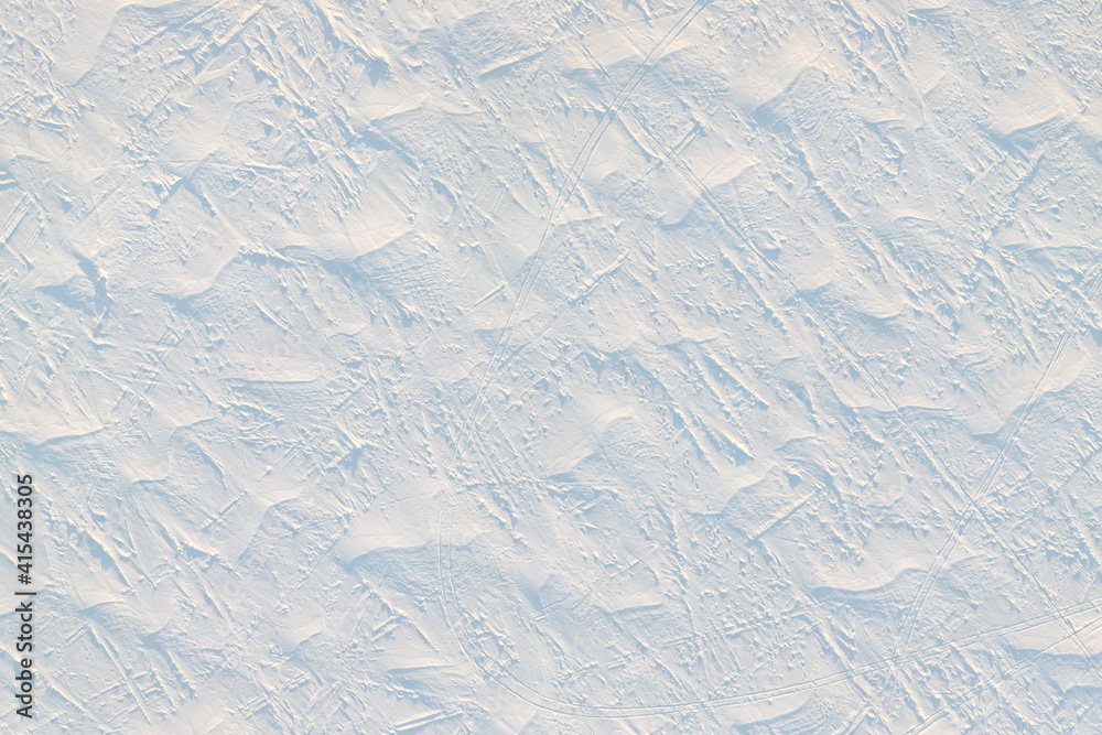 Snow plain top aerial view for background