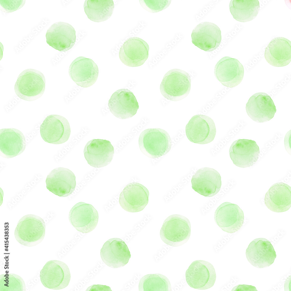 Seamless pattern with watercolor green round brush strokes Seamless pattern with watercolor green round brush strokes