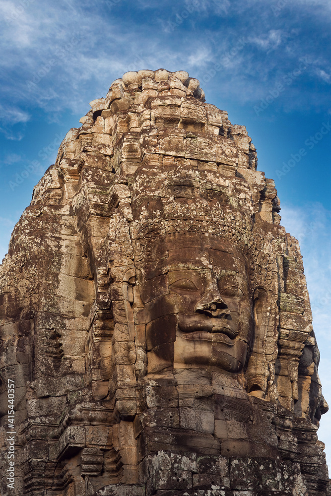 Ancient bas-relief of Prasat Bayon temple (late 12th - early 13th century) in Angkor Thom, Cambodia