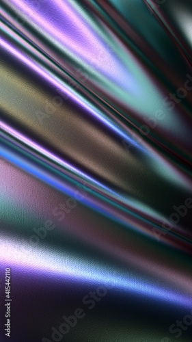 Very beautiful iridescent paper. Holographic Foil. Wonderful magic abstract background. Colorful fantasy wallpaper. Trendy pastel art. 3D rendering