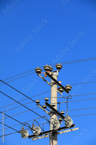Power transmission equipment in blue sky background
