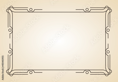 Decorative frame. Vintage calligraphic antique border. Ornate calligraph rectangle frame. Filigree line ornament for framed certificate template