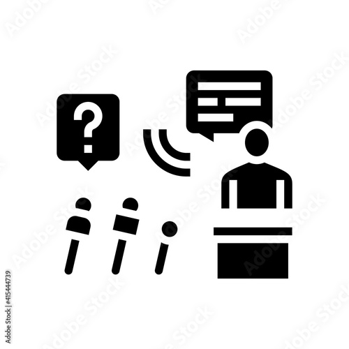 interview pr glyph icon vector. interview pr sign. isolated contour symbol black illustration
