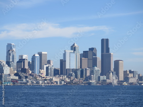 the Seattle cityscape from a boat  Washington  USA  October