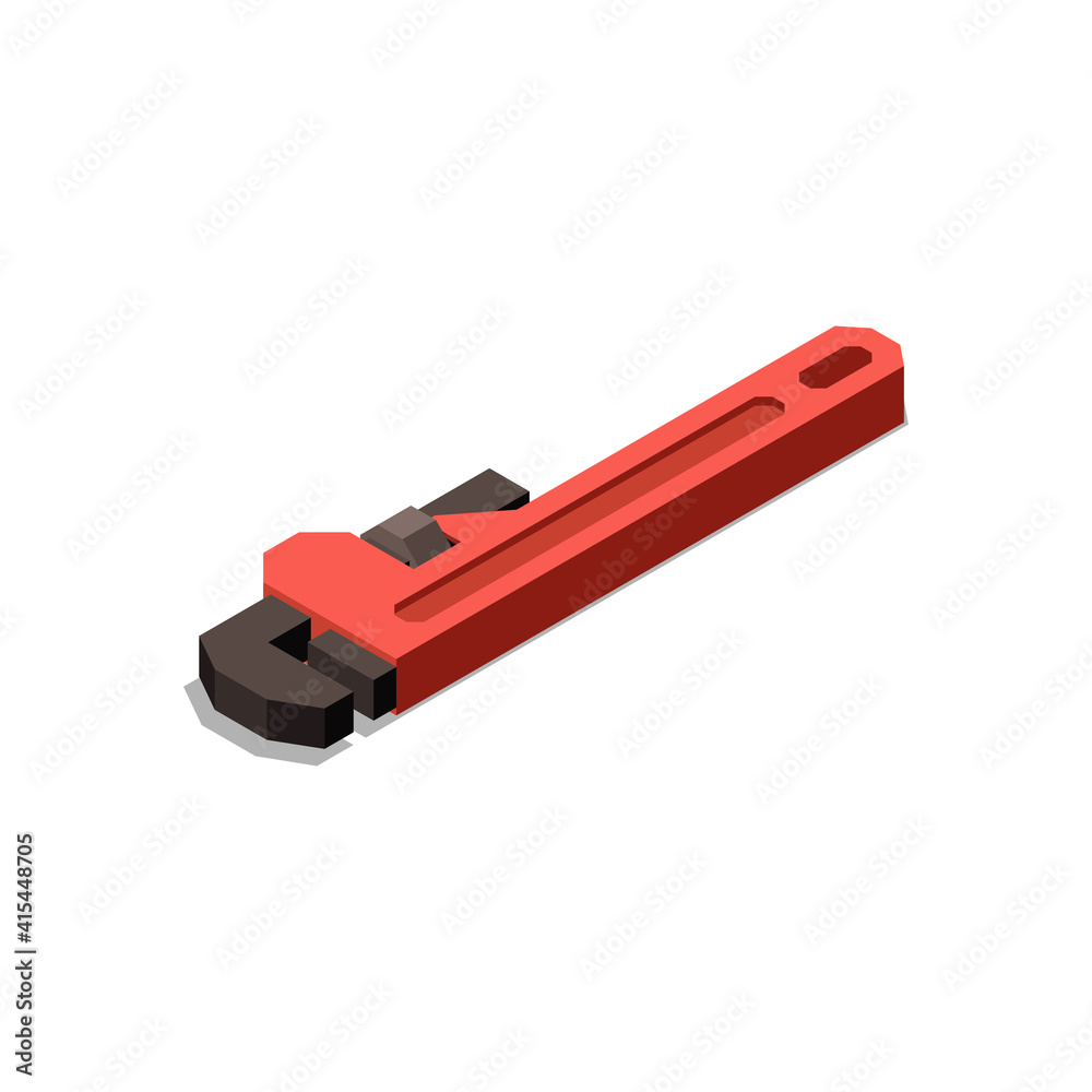 Plumbers Wrench Isometric Composition Plumbers Wrench Isometric Composition
