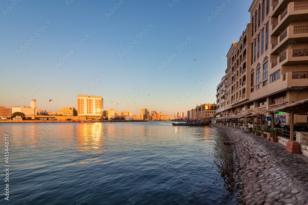 Fototapeta premium Dubai, UAE, 23 November 2020: View of Dubai Creek. Famous tourist destination in the United Arab Emirates.