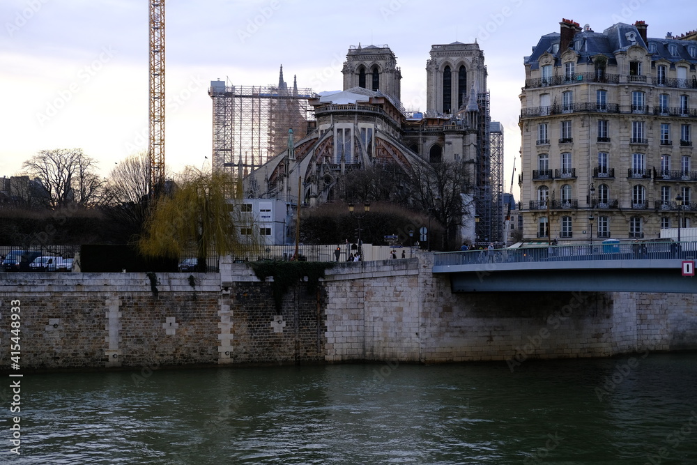 Notre Dame de Paris in winter 2021. (th 20th February 2021)