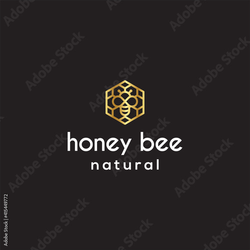 Gold Honey Bee Logo Design 