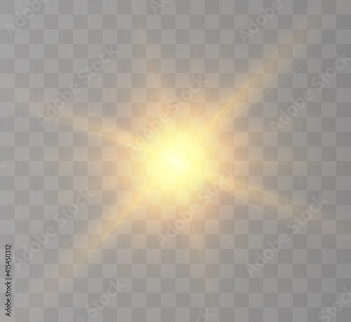 The bright sun shines with warm rays  vector illustration