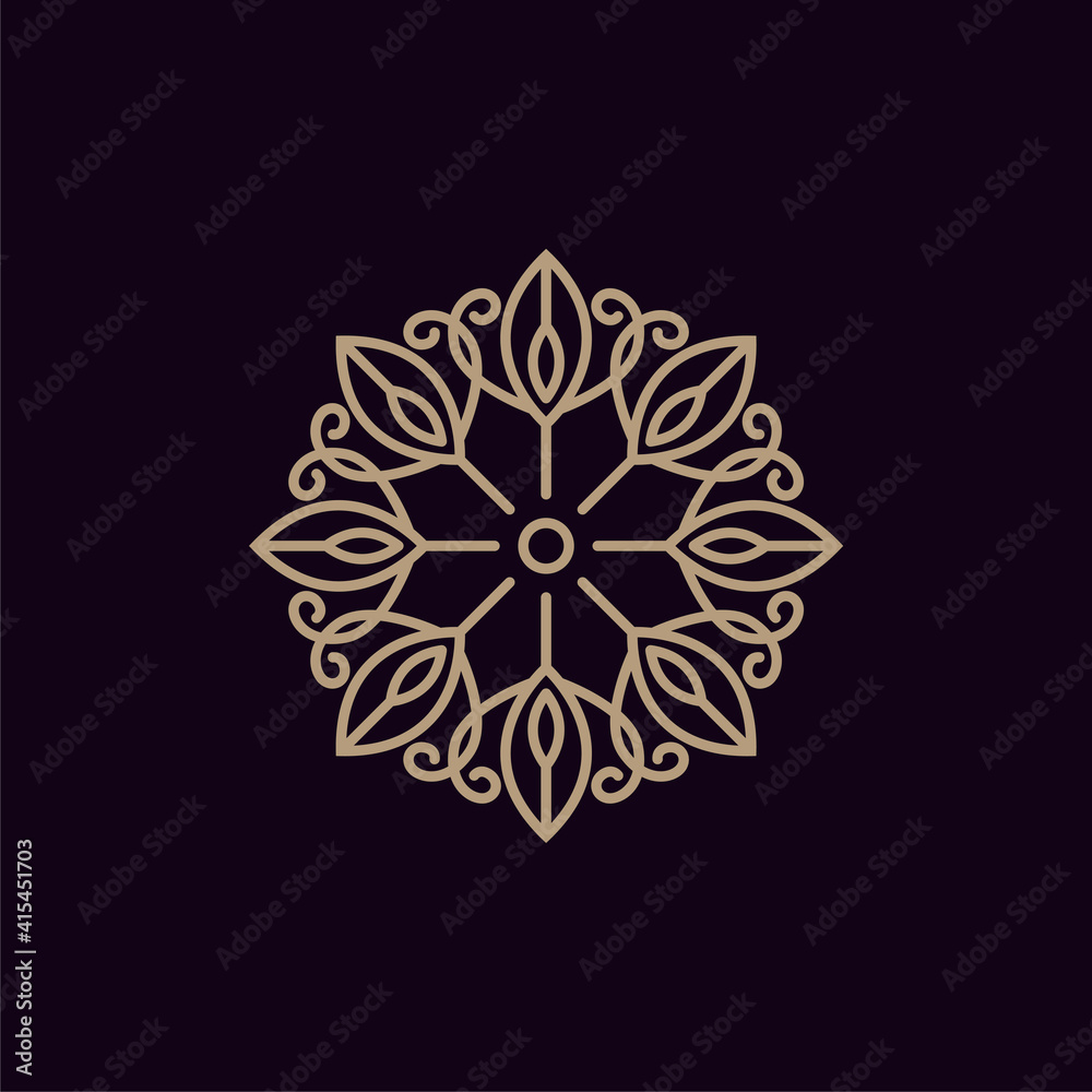 Beauty Elegant Mandala Ornament Pattern Line Art Star and Heart Love Vector