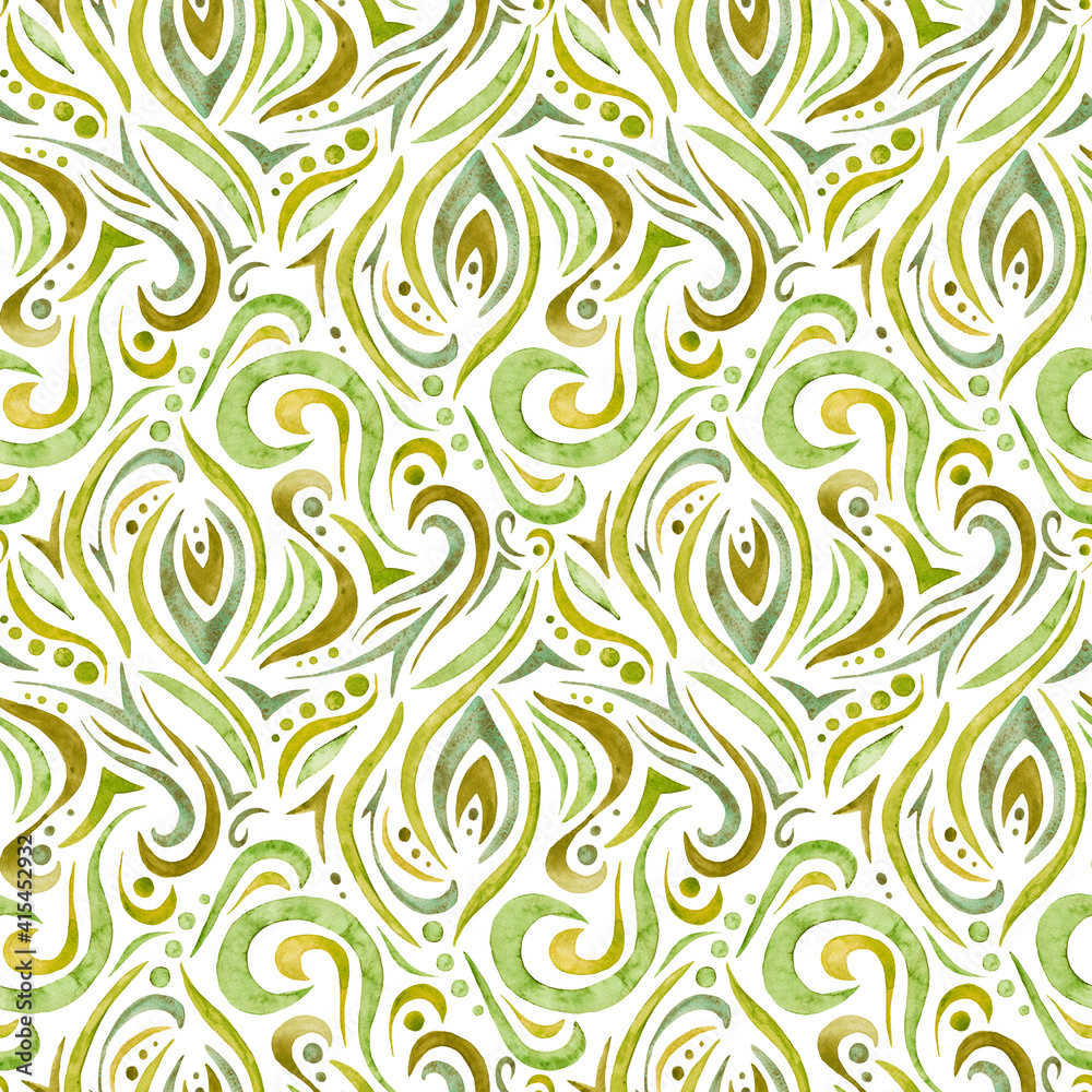Hand-drawn waves seamless pattern  on a dack background. Abstract watercolor background in a diamond pattern