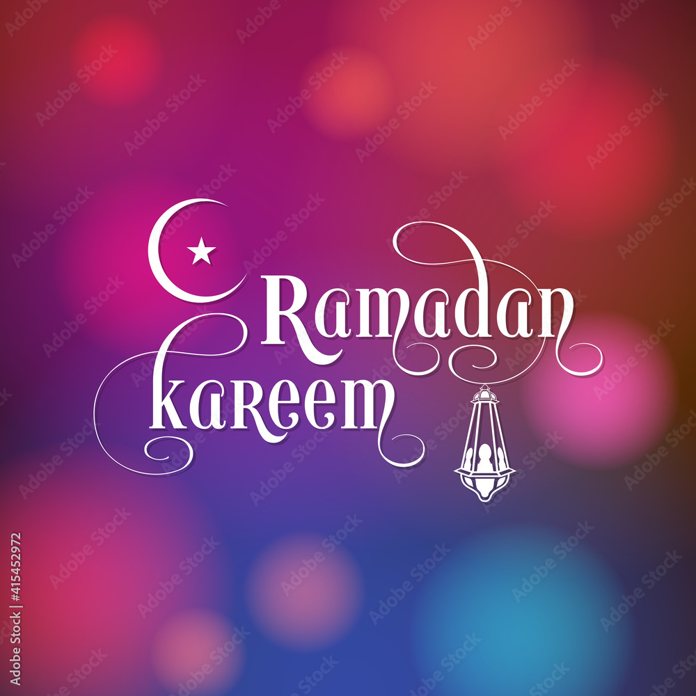 Ramadan Kareem greeting card for the Muslim community festival celebration.	
