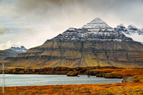 Mountain view in Stodvarfjordur on the east side of Iceland photo