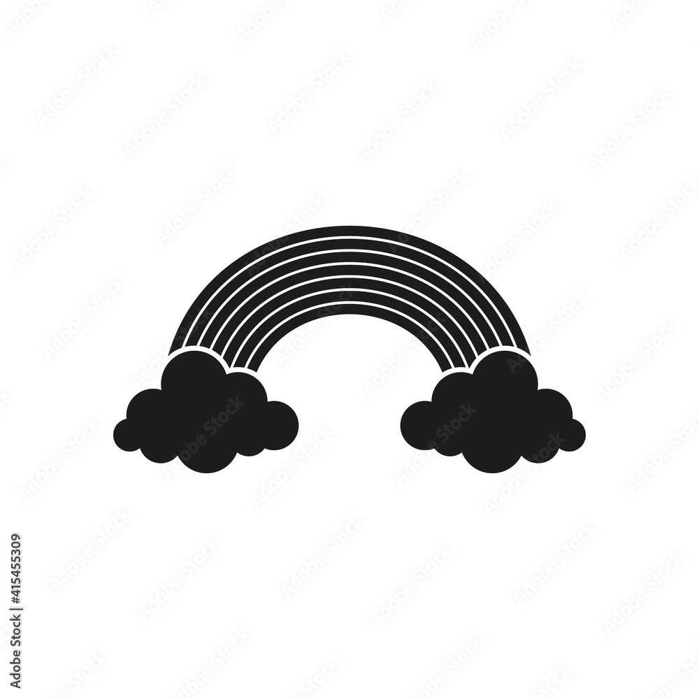 Rainbow and clouds icon. Vector. Flat design. Rainbow and clouds icon. Vector. Flat design.