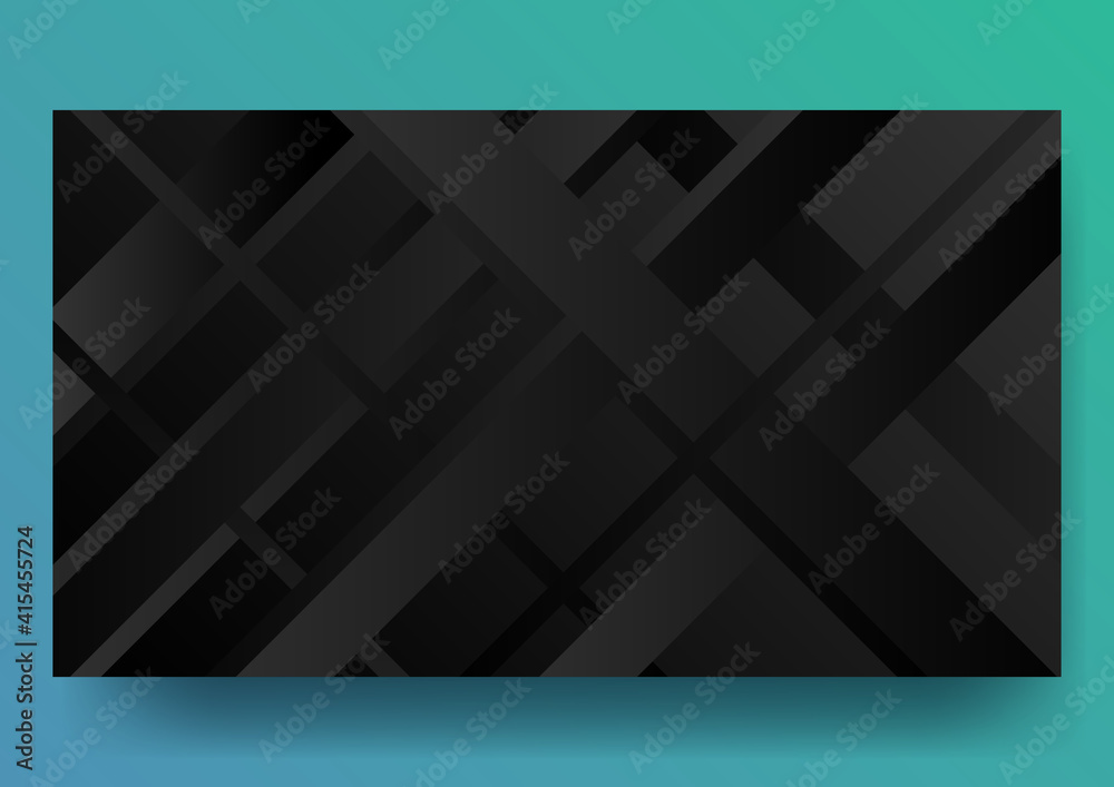 Horizontal black abstract banner on bright background with graphic elements. Vector illustration.