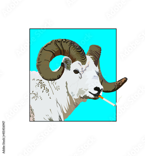 illustration of a sheep smoking a cigarette