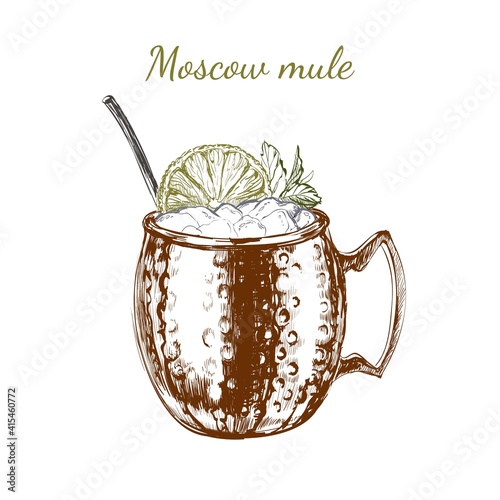 Moscow Mule Hand Drawn Drink Vector Illustration