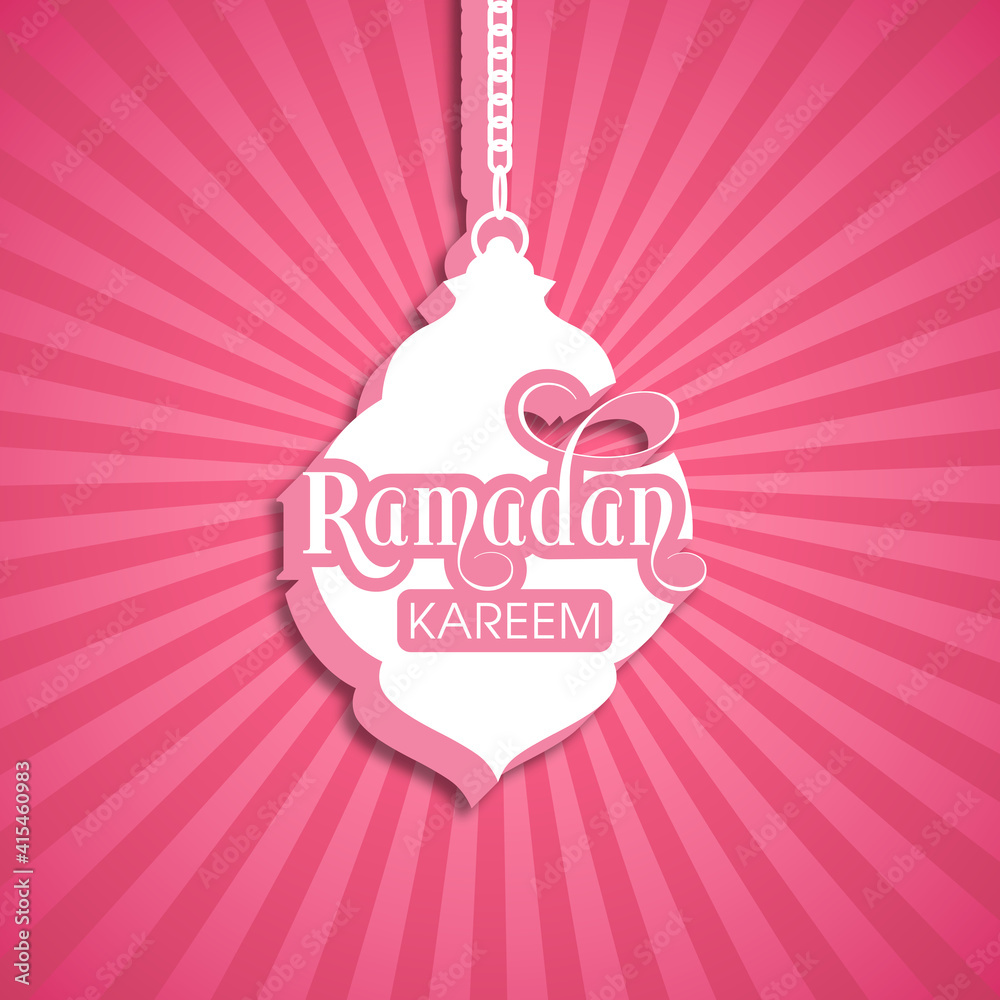 Naklejka premium Ramadan Kareem greeting card for the Muslim community festival celebration. 