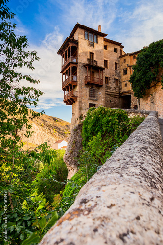 Cuenca Spain city of Hanging houses is an unesco heritage medieval historic place beautiful to travel on vacation photo