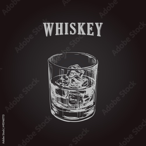 Whiskey Glass Hand Drawn Drink Illustration