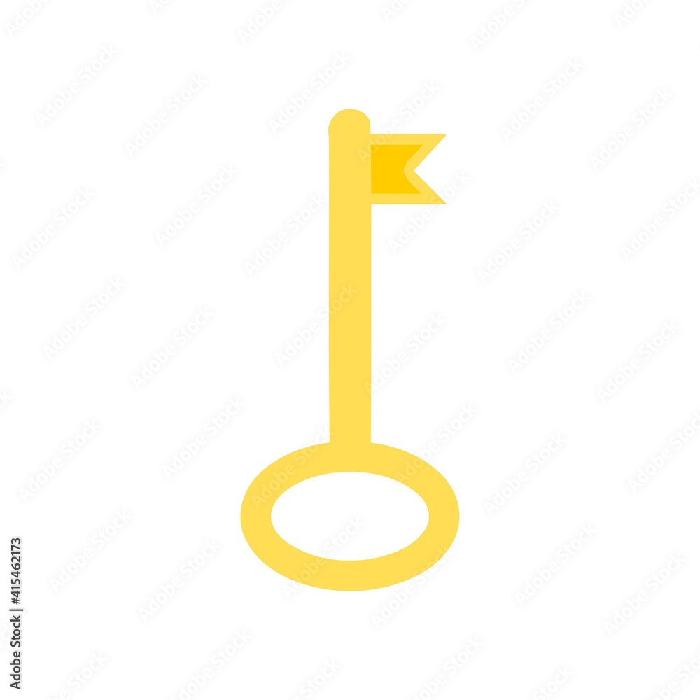 Key icon isolated in white background. Flat design style. Yellow key icon. Modern flat icon in stylish color. Web site page and mobile app design element. Vector Illustration. Key icon isolated in white background. Flat design style. Yellow key icon. Modern flat icon in stylish color. Web site page and mobile app design element. Vector Illustration.
