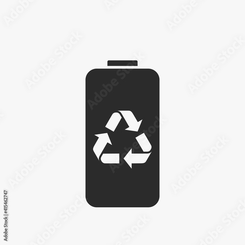 battery with recycle sign. electric power and eco friendly symbol. isolated vector image