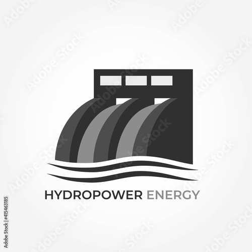 hydropower energy icon. hydroelectric power station. sustainable and renewable energy symbol