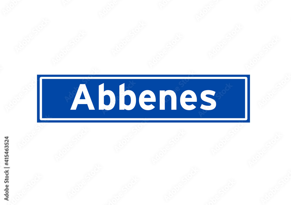 Abbenes isolated Dutch place name sign. City sign from the Netherlands.