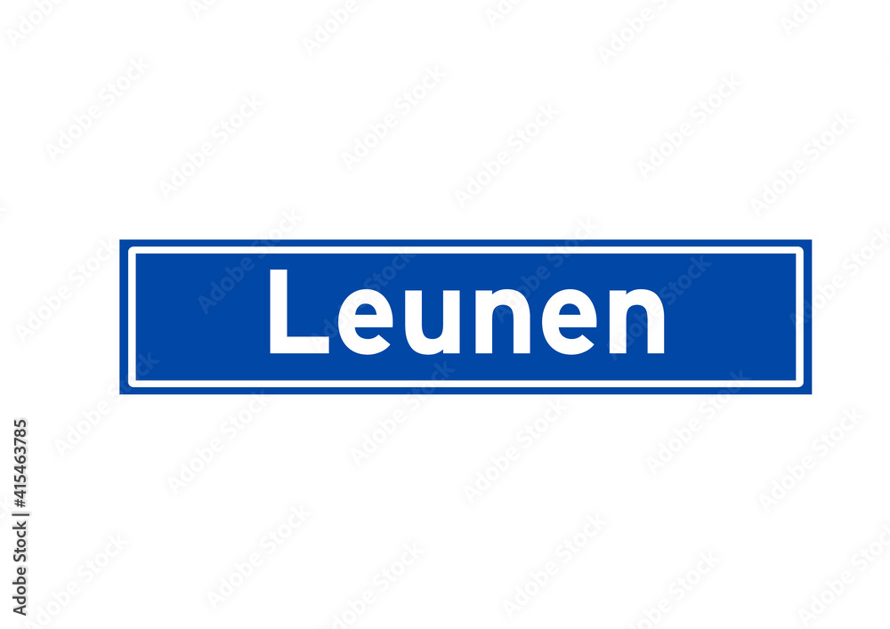 Leunen isolated Dutch place name sign. City sign from the Netherlands. Leunen isolated Dutch place name sign. City sign from the Netherlands.
