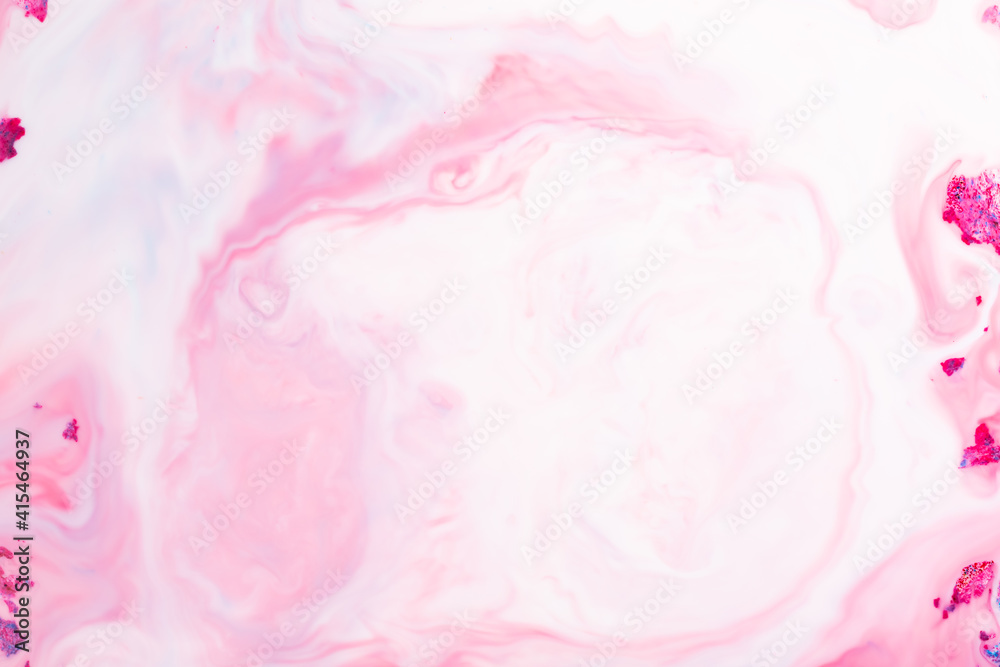 Fluid Art. Pink abstract texture. Liquid marble pattern. Abstract ink design template mixed texture background