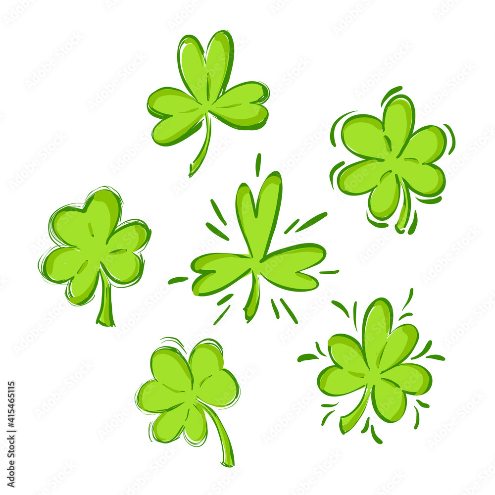Saint Patrick's Day - set of clover leafs. Isolated