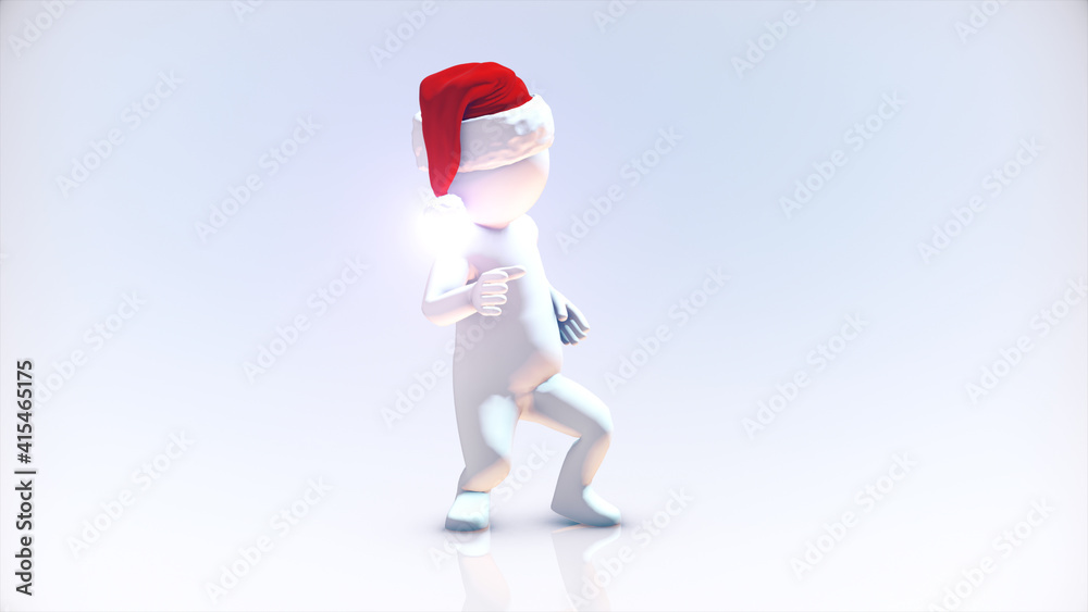 3d rendered illustration of Human Concept Dancing with santa Hat. High quality 3d illustration