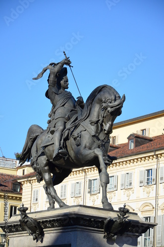 Emanuele Filiberto equestrian statue and the two churches in San Carlo square