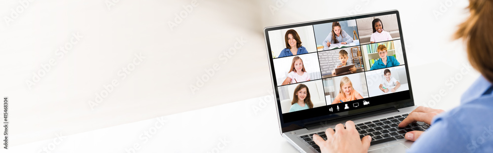 Woman Video Chatting On Laptop Woman Video Chatting On Laptop