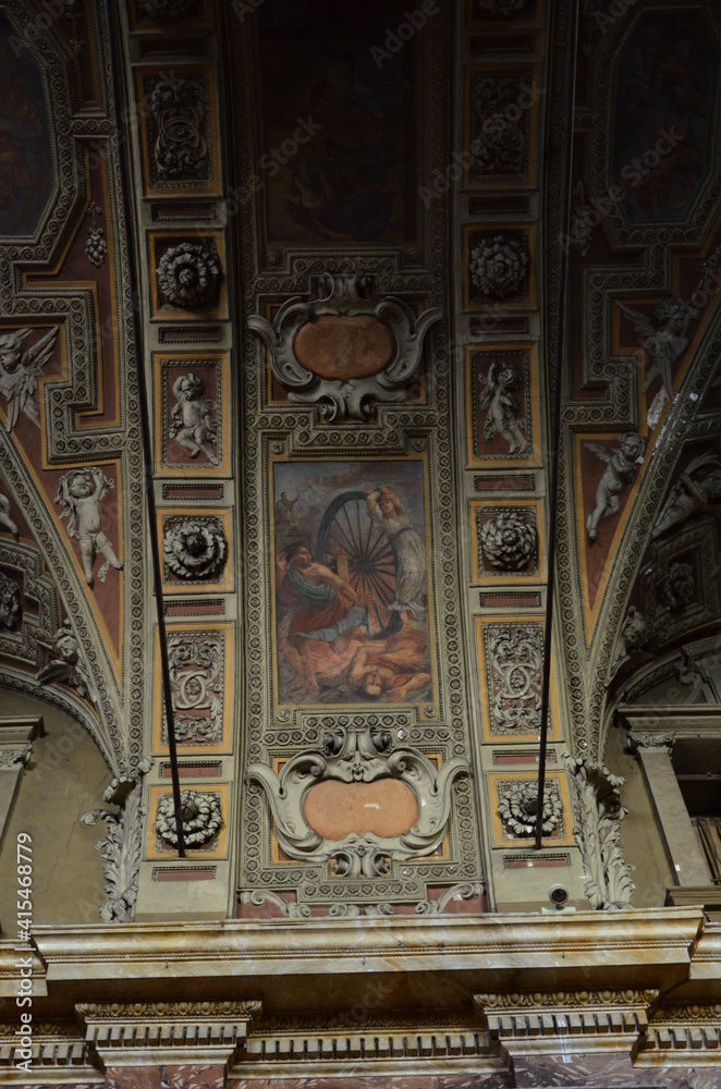 The nave of baroque church Chiesa di San Carlo Borromeo, Turin