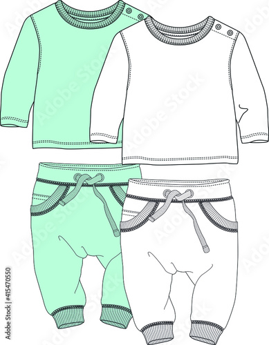 baby boy clothing design. Baby wear flat sketch. vector illustration.