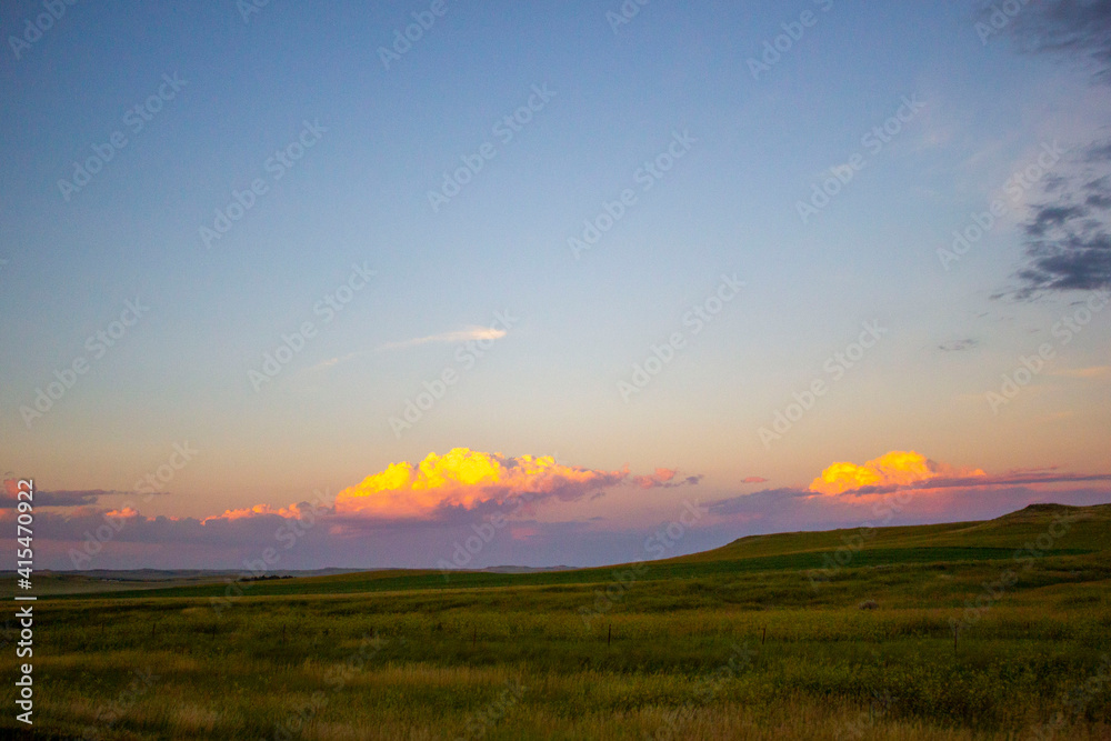 sunset over the field
