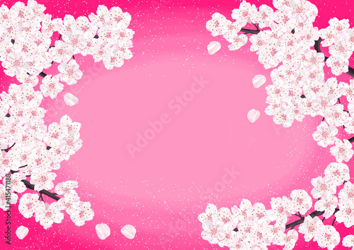 満開の桜の背景 鮮やかなピンク色 